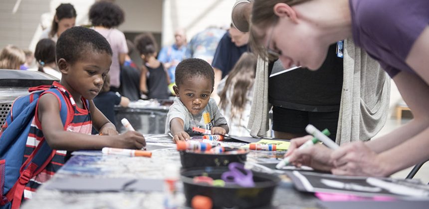 Young visitors make works of art at the Nasher Museum