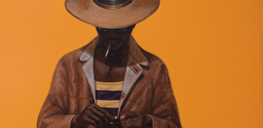 Barkley L. Hendricks, Down Home Taste, 1971. Oil and acrylic on linen; 48 x 48 inches (121.92 x 121.92 cm). Courtesy of the Office of the Dean of Students, Cornell University, Ithaca, New York. Gift of Michael Straight to the Willard Straight Hall Collection. Image courtesy of the artist and Jack Shainman Gallery, New York, New York. © Barkley Hendricks.