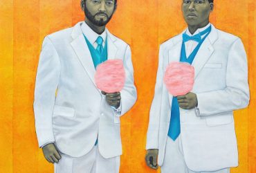 Amy Sherald, High Yella Masterpiece: We Ain’t No Cotton Pickin’ Negroes, 2011. Oil on canvas; 59 x 69 inches (149.86 x 175.26 cm). Collection of Keith Timmons, ESQ, CPA. Image courtesy of the artist and Monique Meloche Gallery, Chicago, Illinois. © Amy Sherald.