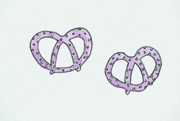 Sketch of two purple pretzels.