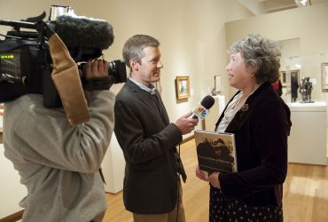 NBC-17's weather team interviews author and art historian Nancy Ramage, great-great niece of the Cone sisters, who gave a free public talk, “Matisse and Old Lace: The Cone Sisters of Baltimore.” Photo by J Caldwell.