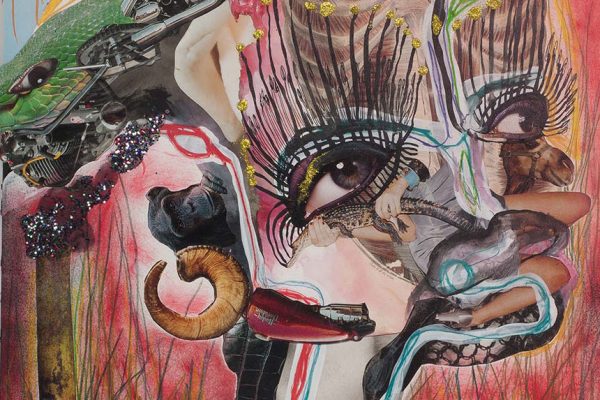 Wangechi Mutu, Family Tree, 2012. One of 13 mixed-media collages on paper, 20 x 14 1/4 inches (50.8 x 36.2 cm). Collection of the Nasher Museum. Museum purchase with additional funds provided by Trent Carmichael (T’88, P’17), Blake Byrne (T’57), Marjorie and Michael Levine (T’84, P’16, P’19, P’19), Stefanie and Douglas Kahn (P’11, P’13), and Christen and Derek Wilson (T’86, B’90, P’15). © Wangechi Mutu. Photo by Peter Paul Geoffrion.