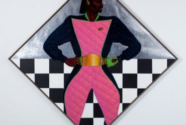 Barkley Hendricks, Back in the World: The Last Almond Joy, 1982. Oil, acrylic and aluminum leaf on linen canvas 69 x 69 inches. Jack Shainman Gallery. Photo by Derek Wilson.