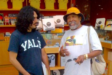 Artist William Cordova (left) hangs out with Barkley L. Hendricks at the opening event for The Record: Contemporary Art & Vinyl. Photo by J Caldwell.