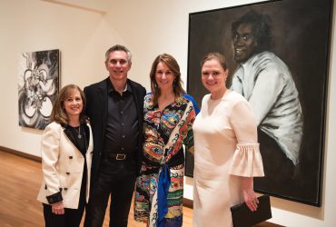 Marjorie Levine (left) strikes a pose in the gallery with her husband Michael Levine, a member of the Board of Advisors, with Jennifer McCracken New and Katie Thorpe Kerr, also BOA members.