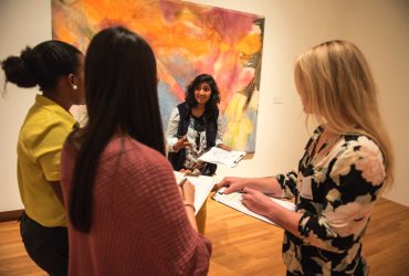 Dermatology residents and physicians visit the Nasher Museum. Photo by J Caldwell.