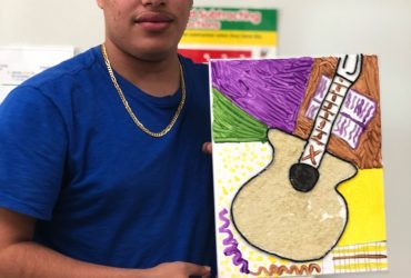 Children at Immersion for Spanish Language Acquisition (ISLA), a weekly heritage language immersion program in Chapel Hill, made paintings and collage in response to Pop art by Latino/a and Latin American artists whose work is part of a Nasher Museum exhibition.