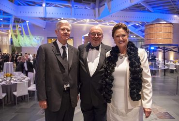 Blake Byrne enjoys the Nasher10 benefit gala with Kristine Stiles, France Family Professor of Art, Art History, and Visual Studies at Duke (right) and Graham Auman. Photo by J Caldwell.