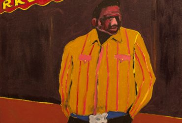 Fritz Scholder, Indian and Storefront, 1974. Acrylic on canvas, 30 × 40 inches (76.2 × 101.6 cm). Collection of the Nasher Museum of Art at Duke University. Gift of the William R. Kenan, Jr. Charitable Trust to the Ackland Art Museum and the Nasher Museum of Art at Duke University; 2020.4.1. © Estate of Fritz Scholder. Image courtesy of LewAllen Galleries, Sante Fe, New Mexico.