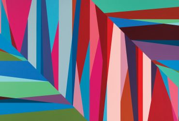 Odili Donald Odita, Chasm, 2015. Acrylic on canvas, 60 x 120 inches (152.4 x 304.8 cm). Collection of the Nasher Museum of Art at Duke University. Gift of Kenneth W. Hubbard and Victoria Dauphinot, 2020.9.1. © Odili Donald Odita. Image courtesy of the artist and Jack Shainman Gallery, New York.
