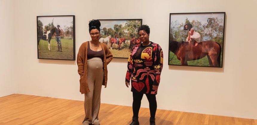 Art collector and Nasher Museum Gallery Guide Gail Belvett with photographer Kennedi Carter