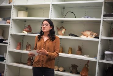 Duke Student intern Diana Sanchez gives a presentation to museum colleagues about her research