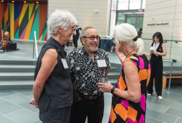 Former Duke Provost Peter Lange and friends enjoy the Director's Preview event for Roy Lichtenstein: History in the Making, 1948 — 1960