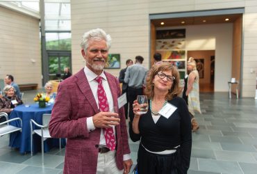 Jonathan and Jenny Leinbach, a longtime gallery guide, enjoy the Director's Preview event for Roy Lichtenstein: History in the Making, 1948 — 1960