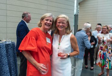 Michelle Beischer, former Nasher Friends Board President, with Karen Rabeneu, current Friends Board President