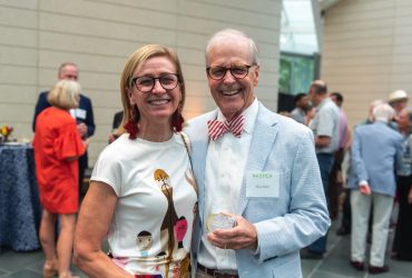 Longtime museum friends and supporters Mindy and Guy Solie enjoy the Director's Preview event for Roy Lichtenstein: History in the Making, 1948 — 1960