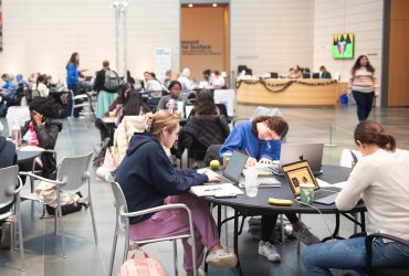 Duke students study for finals at the Nasher Museum on December 12, 2022