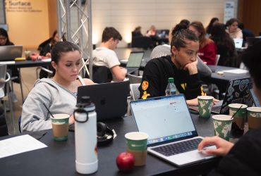 Duke students study for finals at the Nasher Museum on December 12, 2022