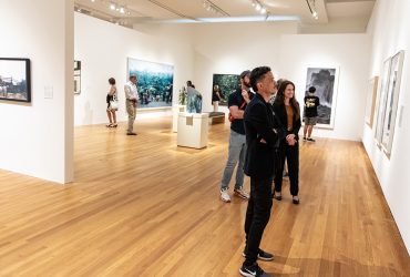 Artists and visitors explore the latest exhibition Second Nature