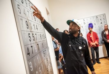 Artist Sherrill Roland leads a gallery talk in the incubator gallery on Processing Systems