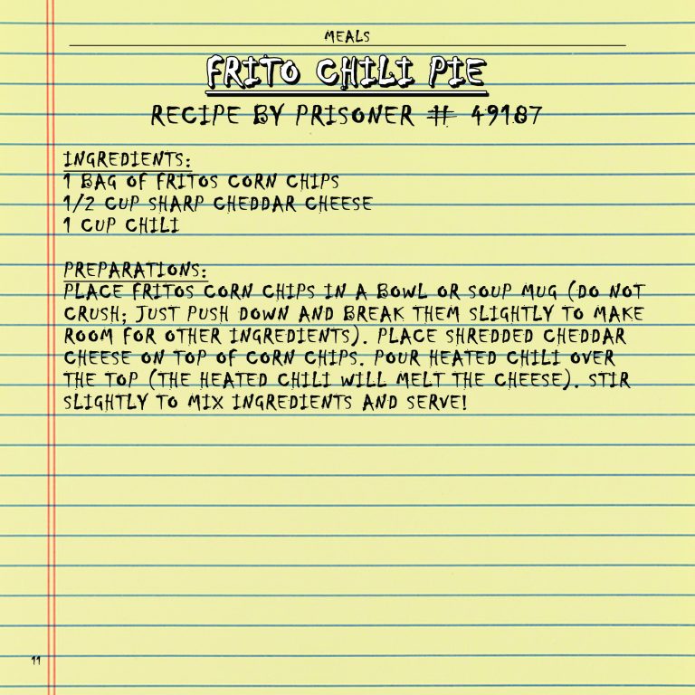 Yellow lined paper with handwritten recipe